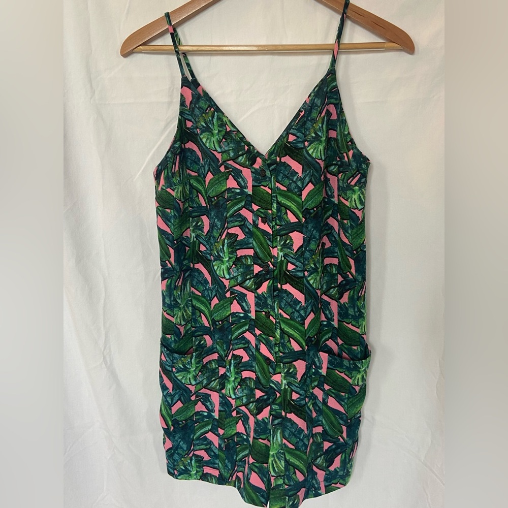 Top shop Pink and Green Palm Romper Size 4